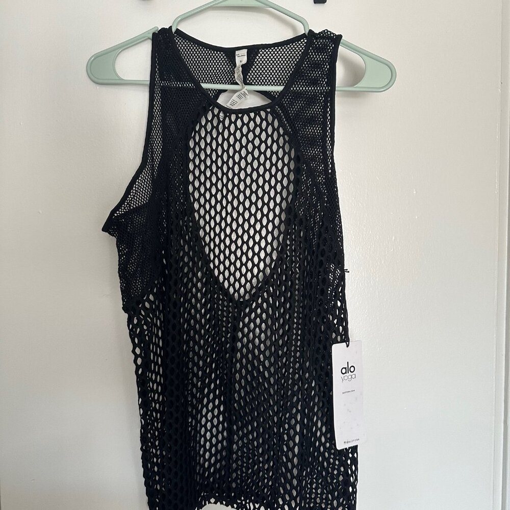 Alo Yoga Net Tank Black New